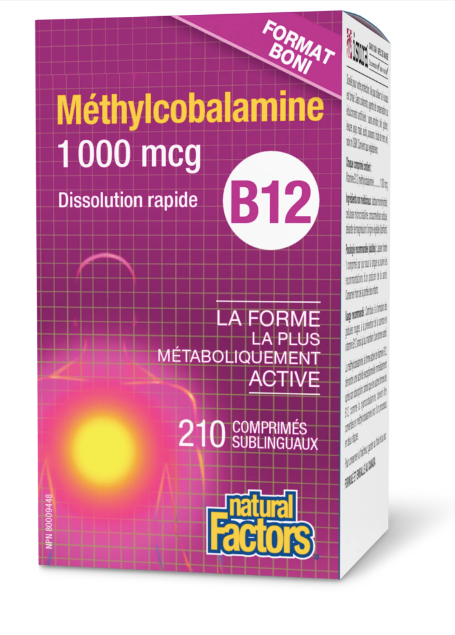 Vitamine B12 Méthylcobalamine - Natural Factors - 210 comprimés sublinguaux